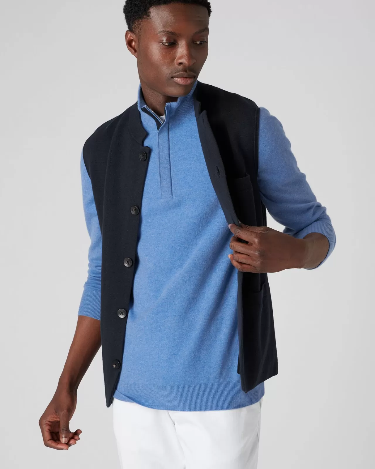 mens_baby_cashmere_half_zip_jumper_4-2.webp Men N.Peal Half & Full Zip Knitwear | Men'S Baby Cashmere Half Zip Jumper