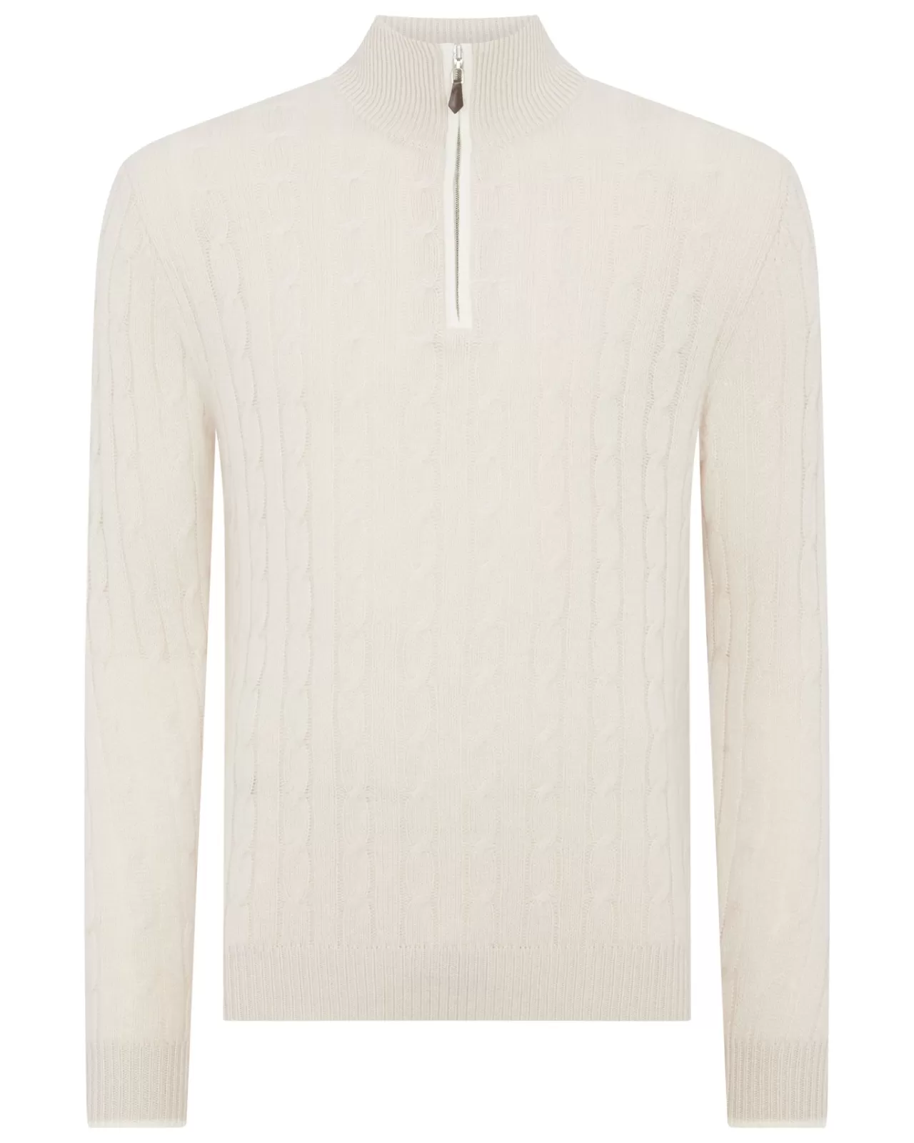 Men N.Peal Half & Full Zip Knitwear | Men'S Cable Half Zip Cashmere Jumper