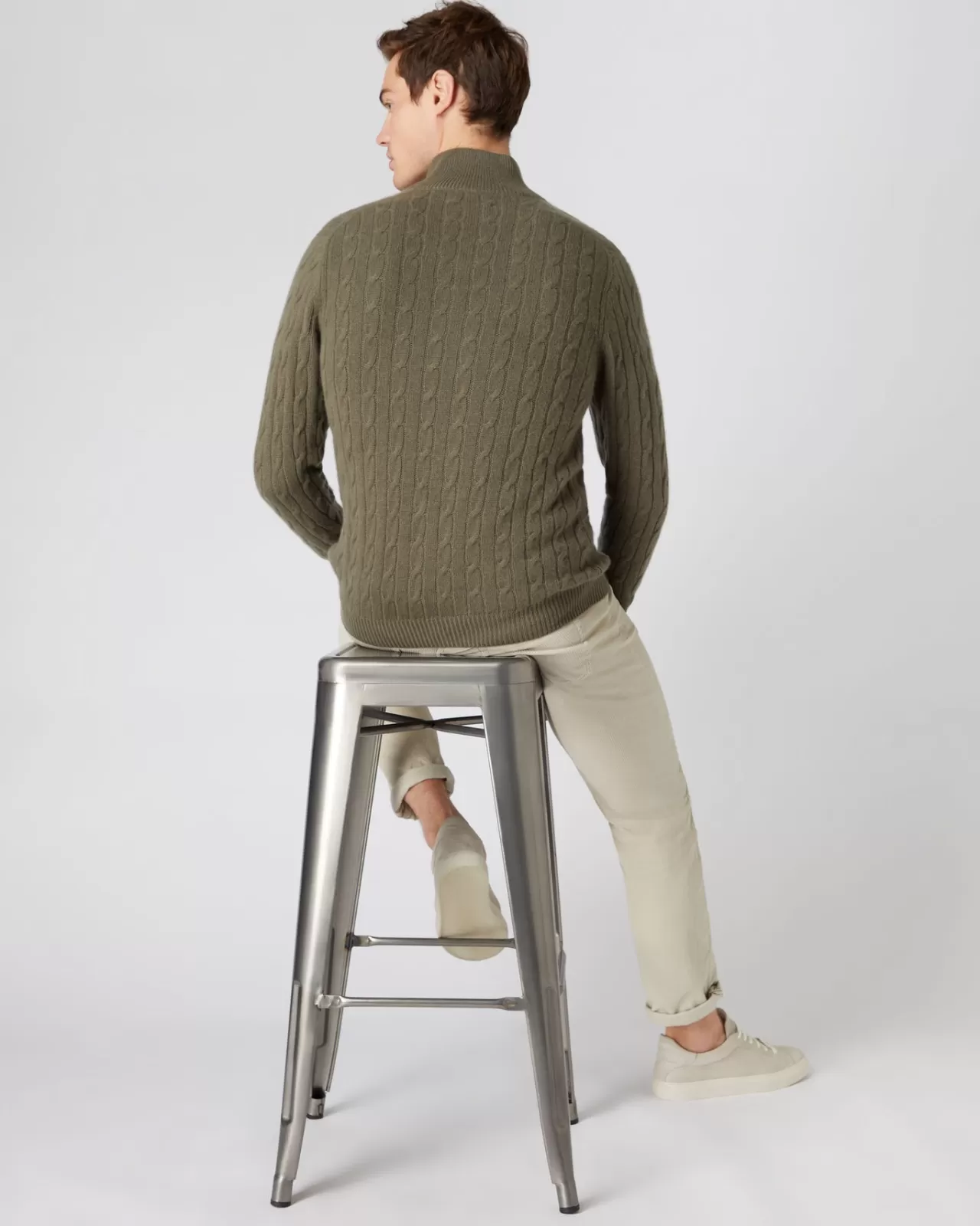 mens_cable_half_zip_cashmere_jumper_3-2.webp Men N.Peal Half & Full Zip Knitwear | Men'S Cable Half Zip Cashmere Jumper