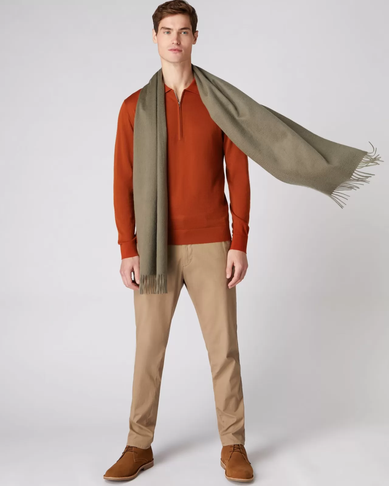 mens_fine_gauge_cashmere_half_zip_shirt_2-1.webp Men N.Peal Half & Full Zip Knitwear | Men'S Fine Gauge Cashmere Half Zip Shirt