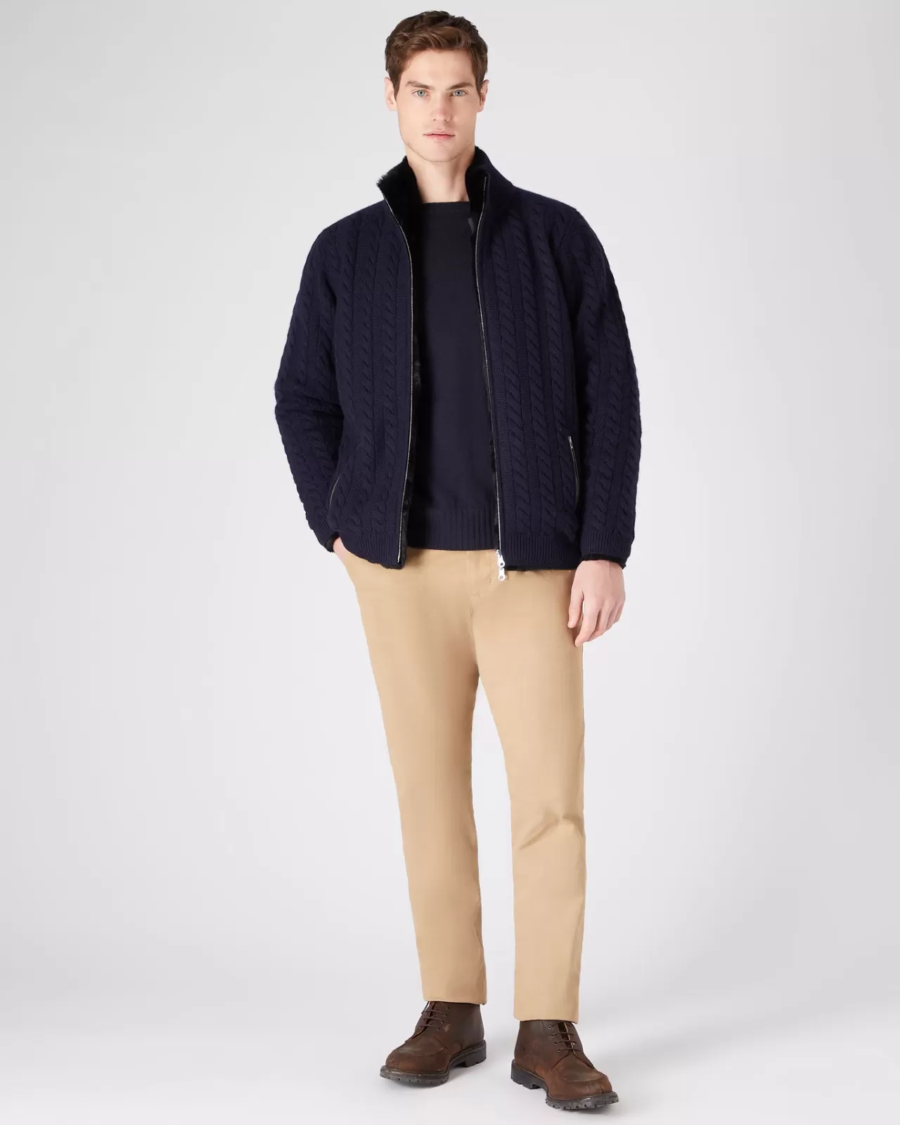 mens_fur_lined_cable_cardigan_2.webp Men N.Peal Cardigans | Men'S Fur Lined Cable Cardigan