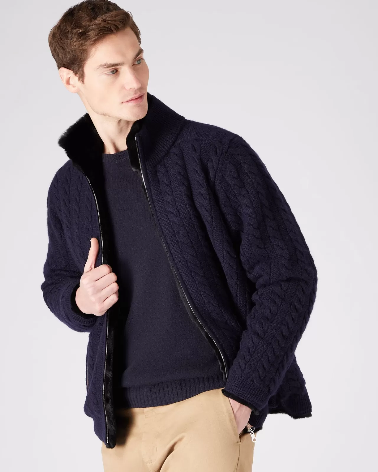 mens_fur_lined_cable_cardigan_4.webp Men N.Peal Cardigans | Men'S Fur Lined Cable Cardigan