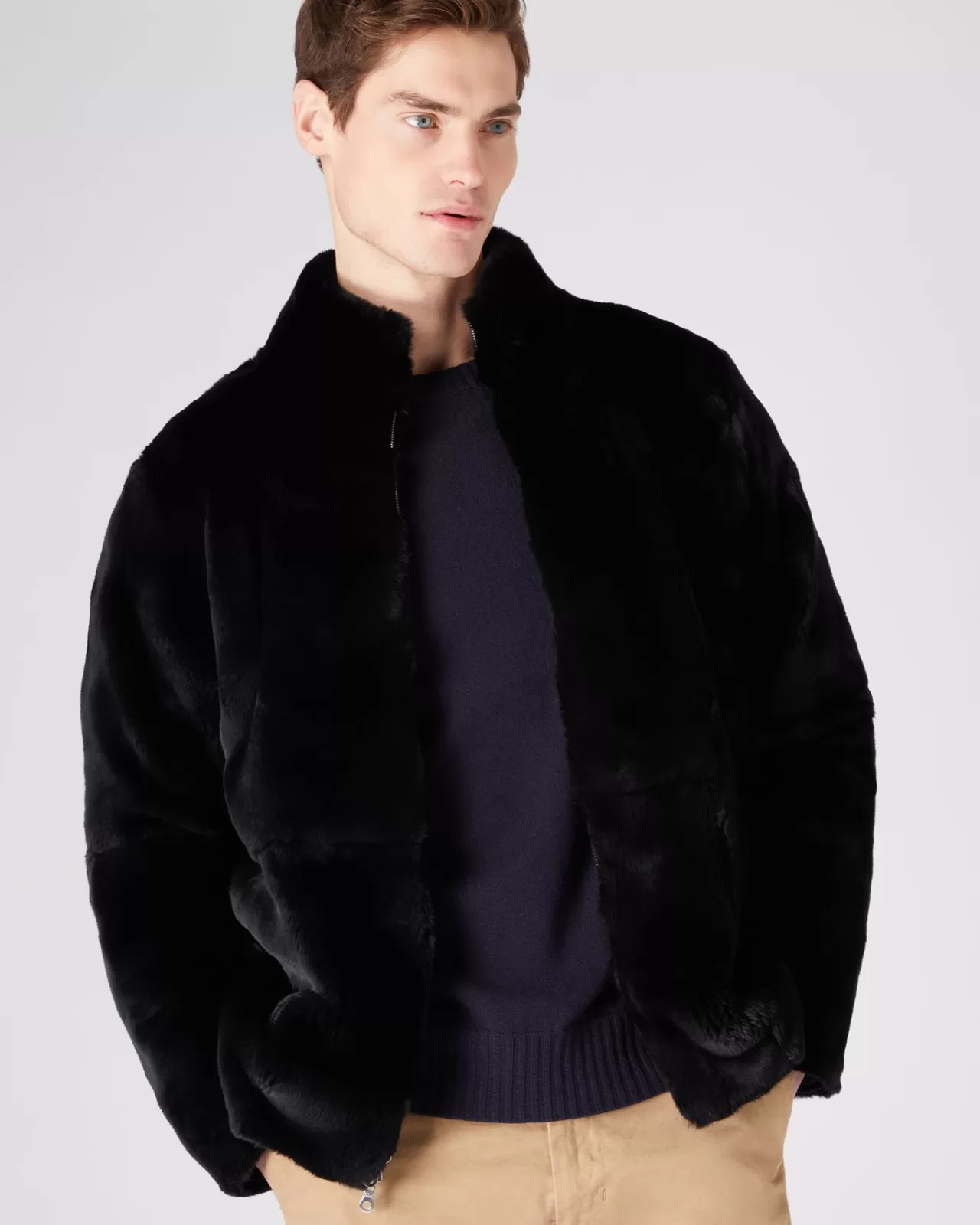 mens_fur_lined_cable_cardigan_5.webp Men N.Peal Cardigans | Men'S Fur Lined Cable Cardigan