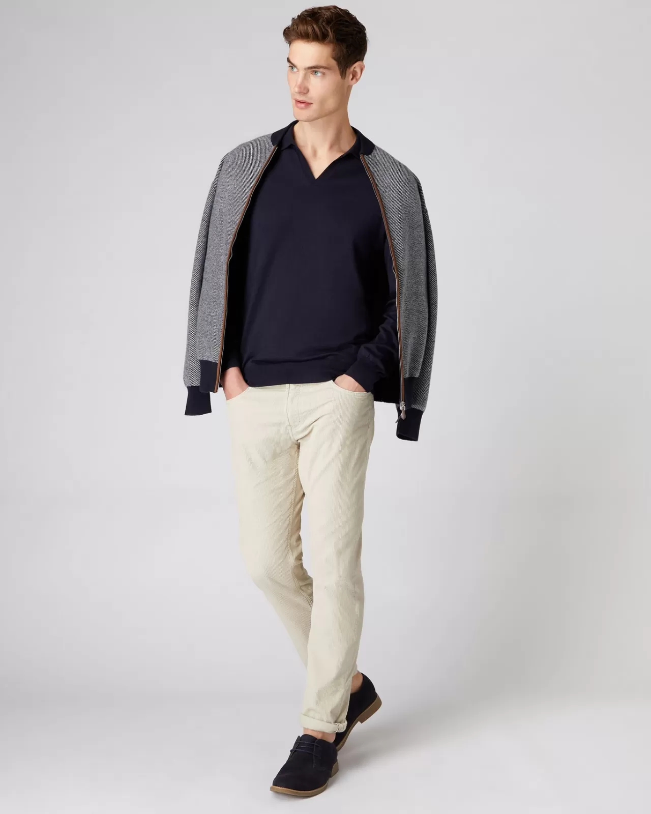 mens_polo_neck_cotton_cashmere_jumper_2.webp Men N.Peal Polos & T-Shirts | Men'S Polo Neck Cotton Cashmere Jumper