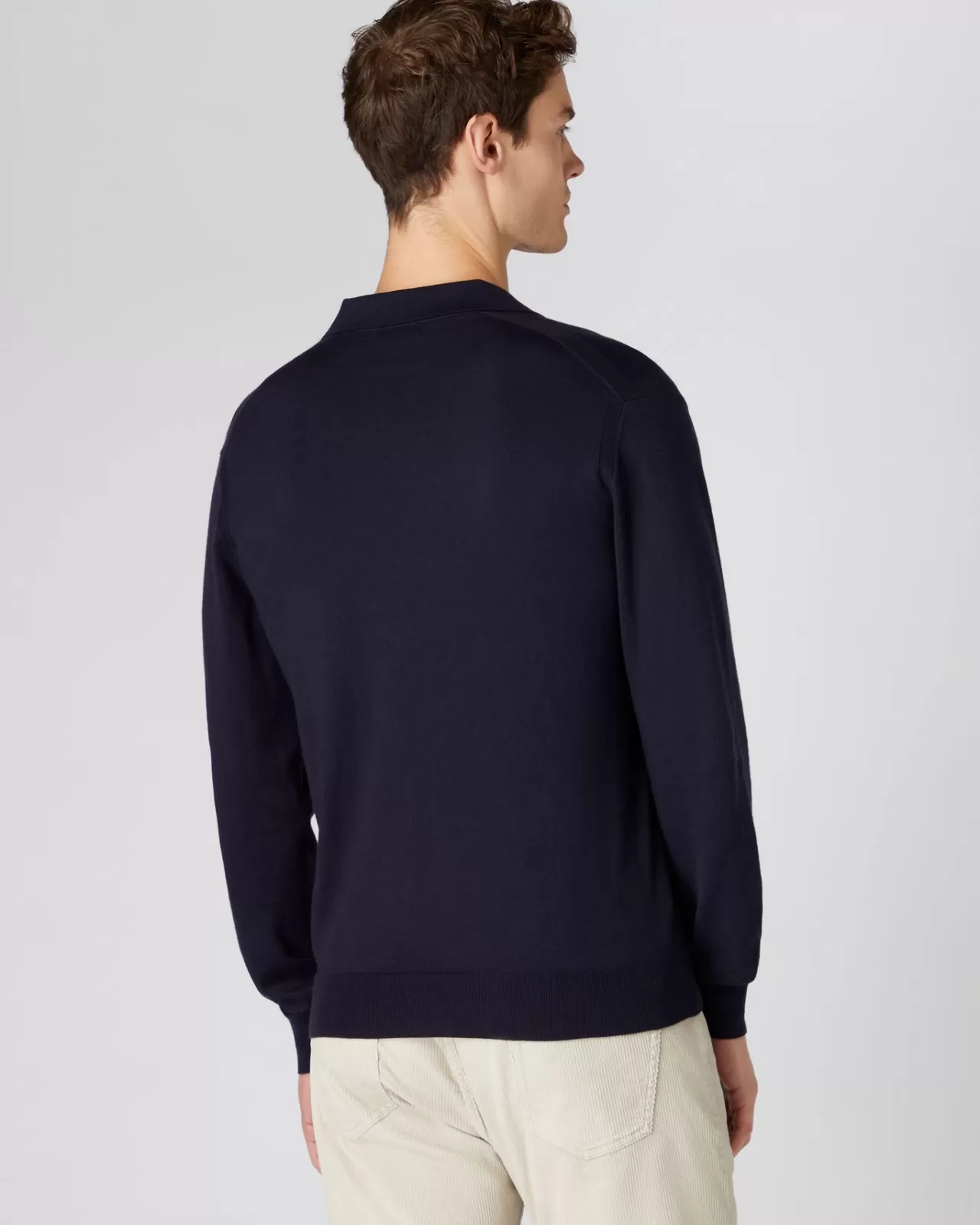 mens_polo_neck_cotton_cashmere_jumper_3.webp Men N.Peal Polos & T-Shirts | Men'S Polo Neck Cotton Cashmere Jumper