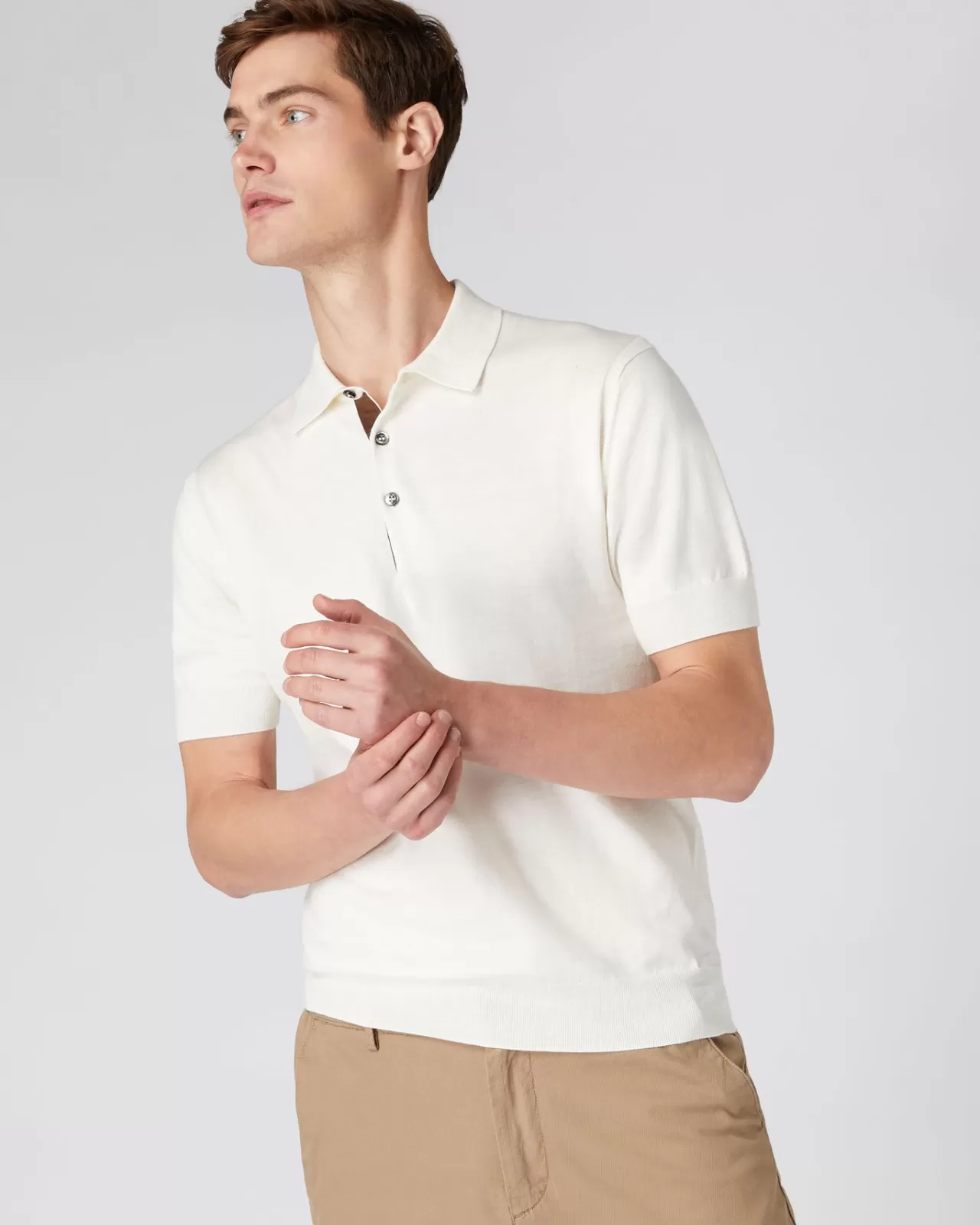 Men N.Peal Polos & T-Shirts | Men'S Short Sleeve Collared Cotton Cashmere Polo T Shirt