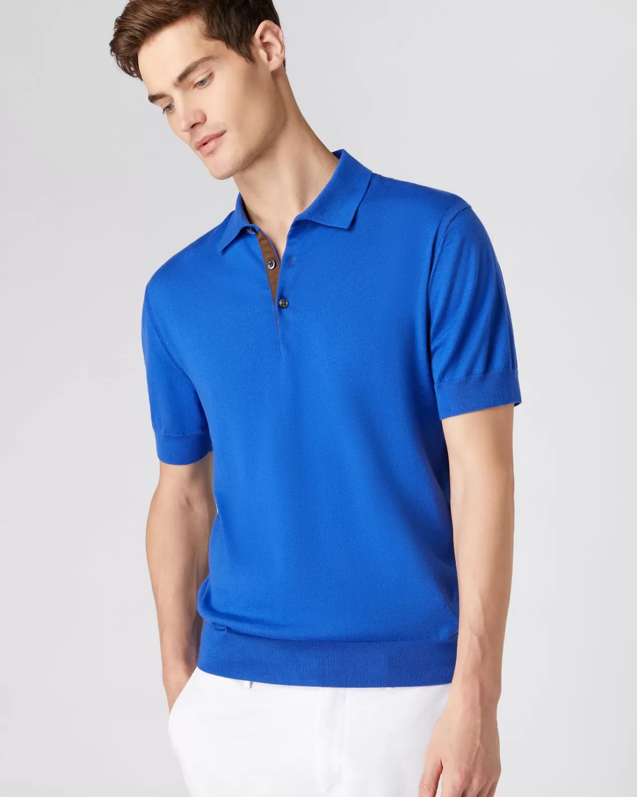 Men N.Peal Polos & T-Shirts | Men'S Short Sleeve Collared Cotton Cashmere Polo T Shirt