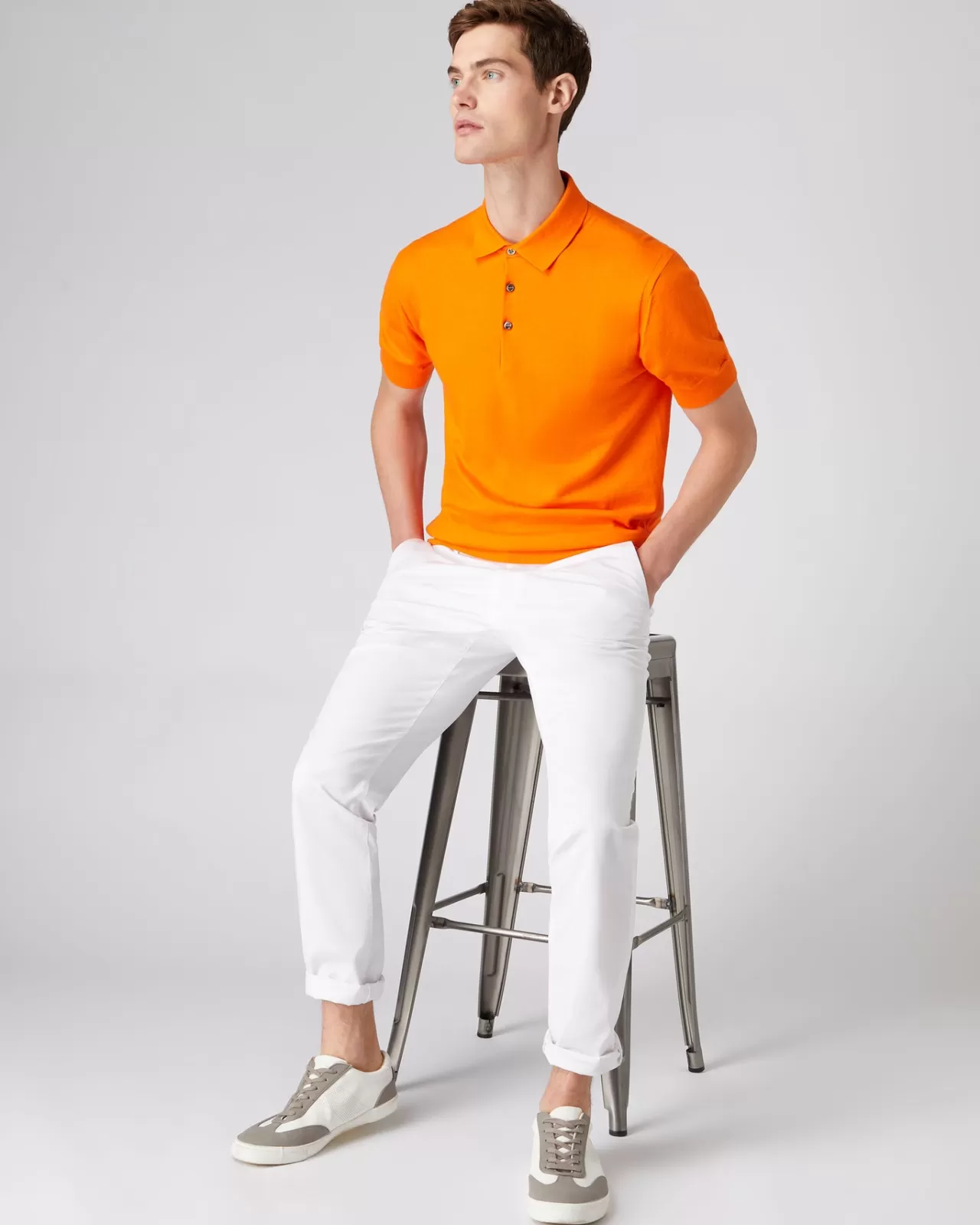 mens_short_sleeve_collared_cotton_cashmere_polo_t_shirt_2-4.webp Men N.Peal Polos & T-Shirts | Men'S Short Sleeve Collared Cotton Cashmere Polo T Shirt