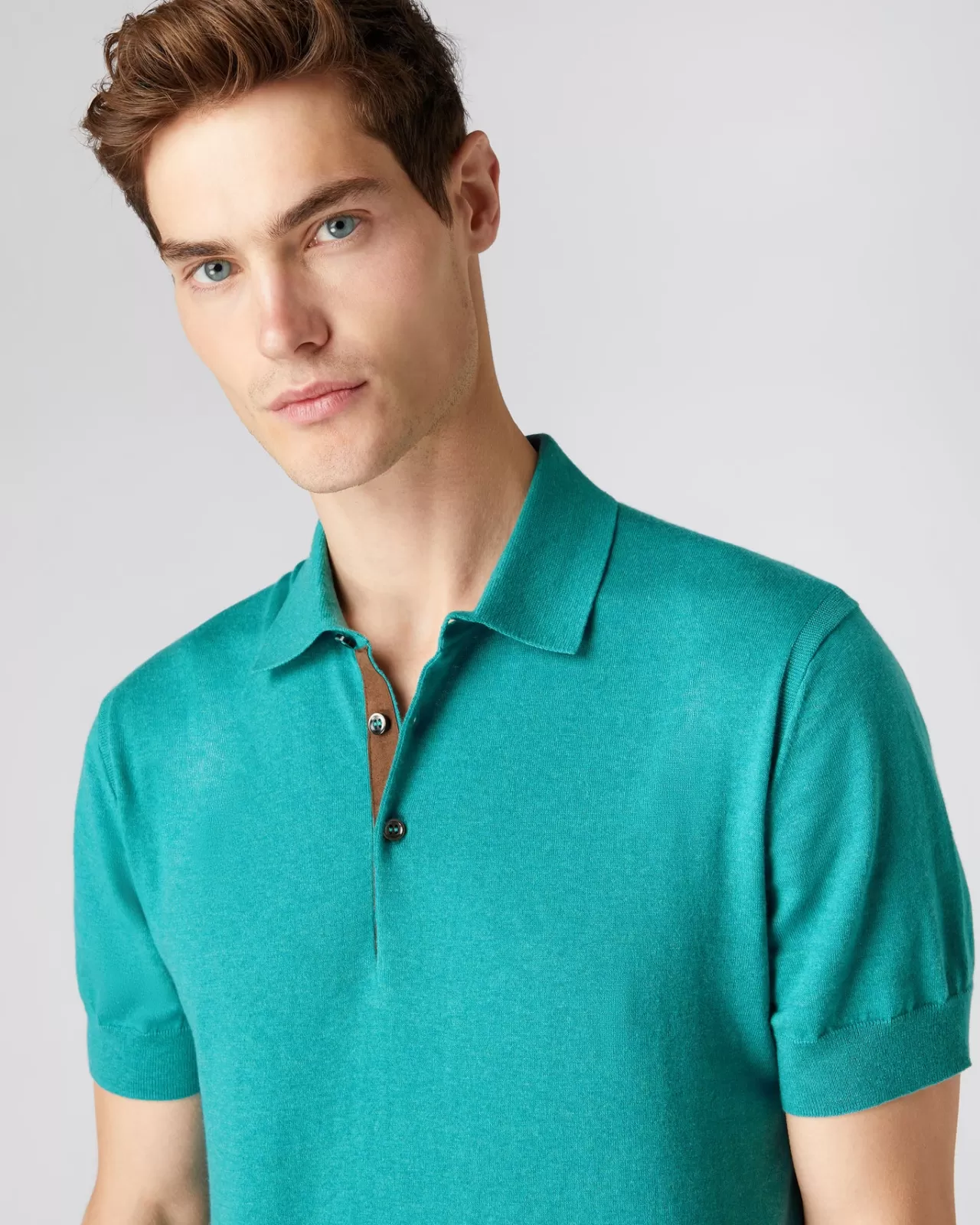 Men N.Peal Polos & T-Shirts | Men'S Short Sleeve Collared Cotton Cashmere Polo T Shirt