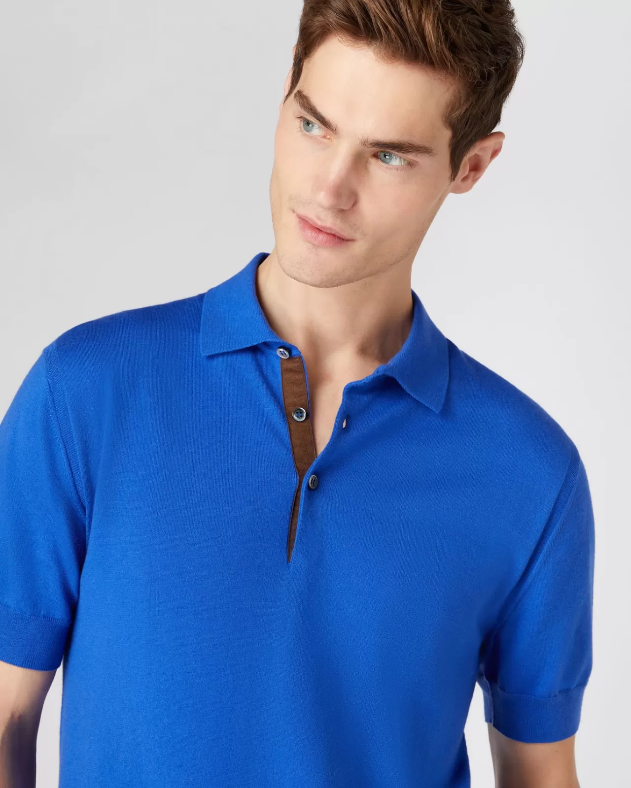 Men N.Peal Polos & T-Shirts | Men'S Short Sleeve Collared Cotton Cashmere Polo T Shirt
