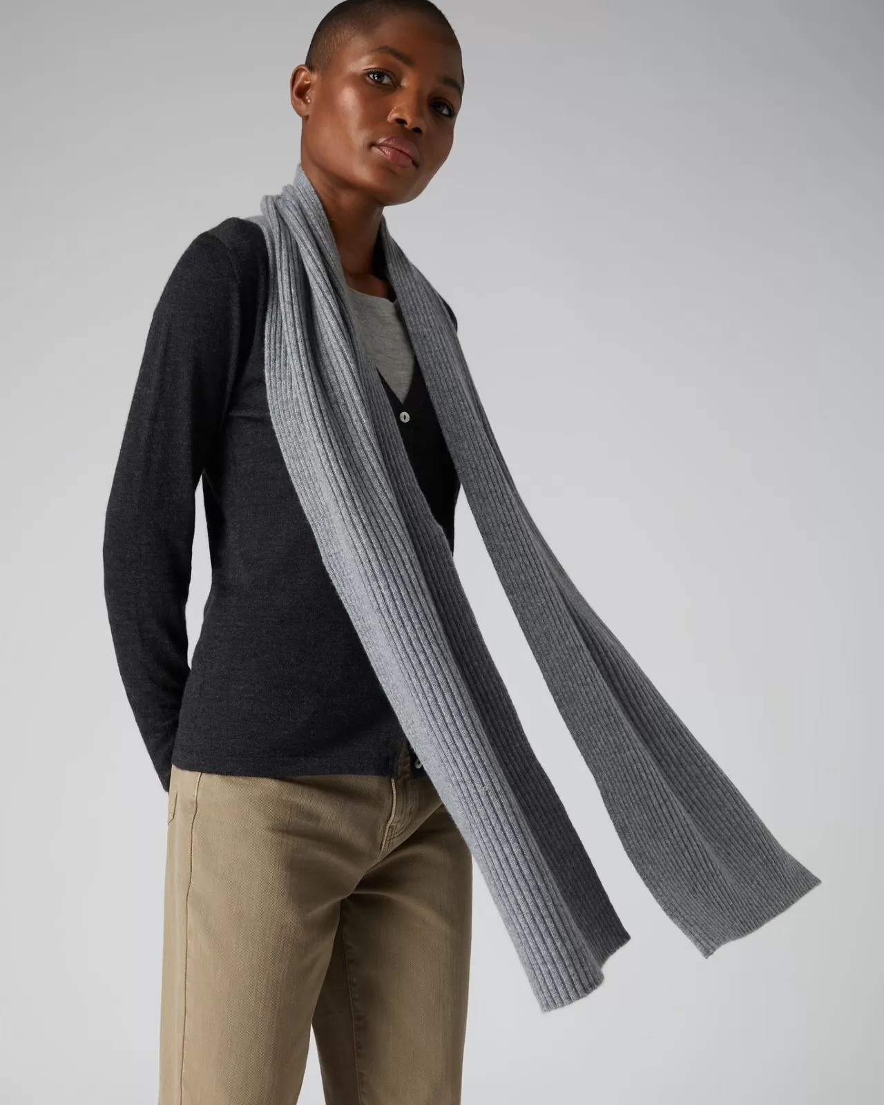 Women N.Peal Cashmere Scarves | Unisex Short Ribbed Cashmere Scarf