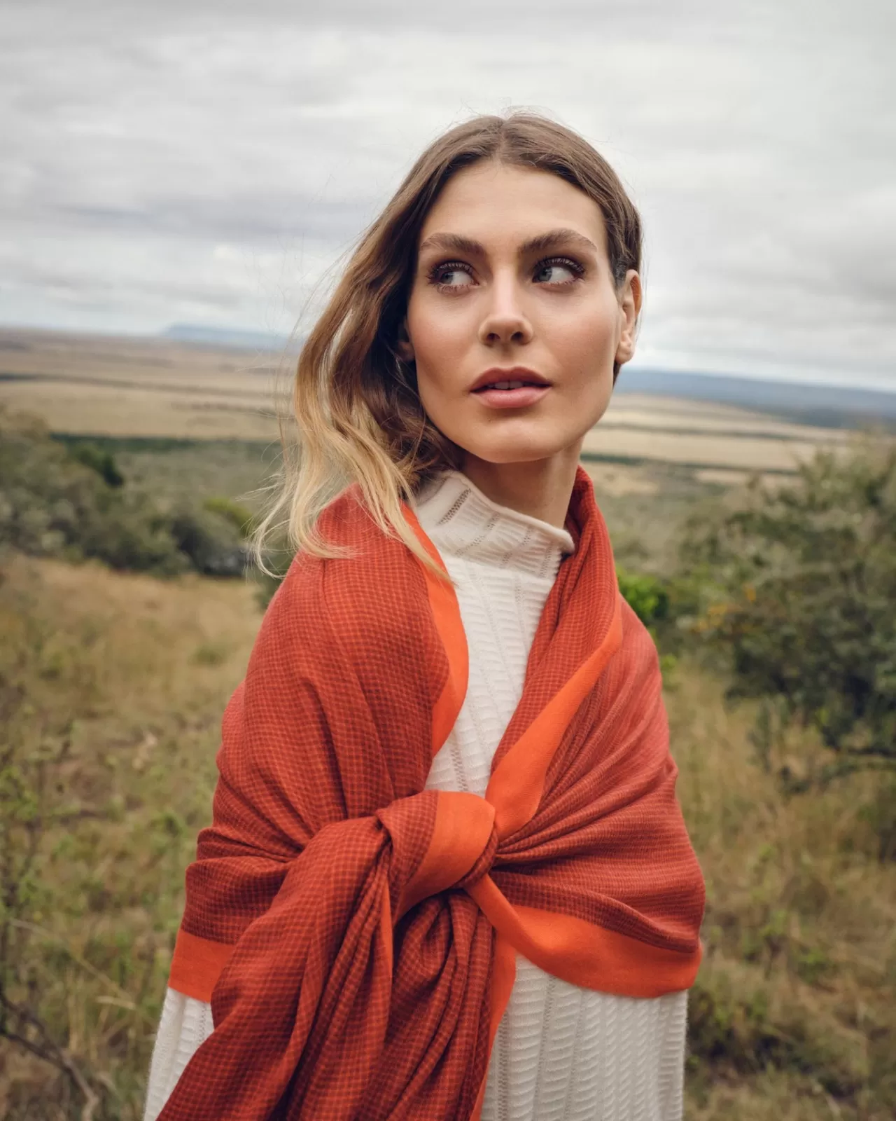 womens_check_print_cashmere_pashmina_4.webp Women N.Peal Pashminas, Wraps & Shawls | Women'S Check Print Cashmere Pashmina