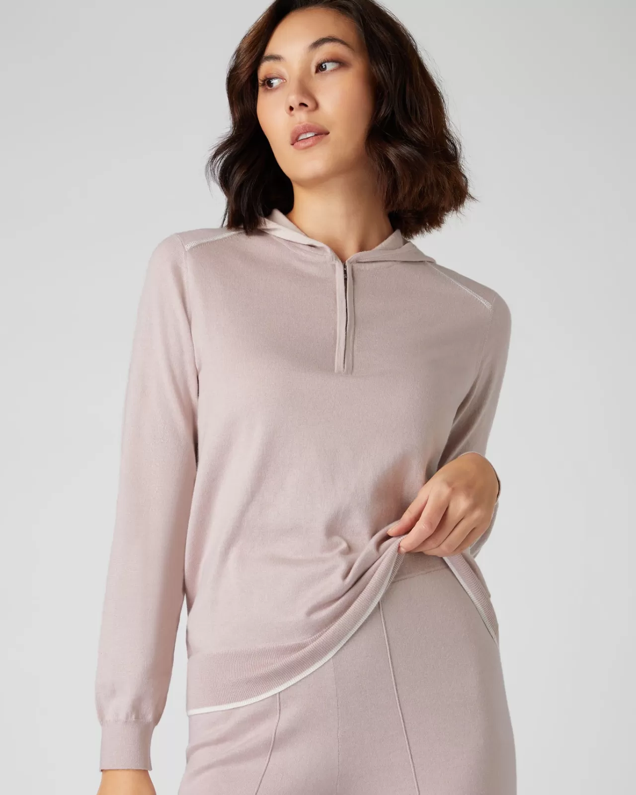 Women N.Peal Half & Full Zip Knitwear | Women'S Cotton Cashmere Hoodie