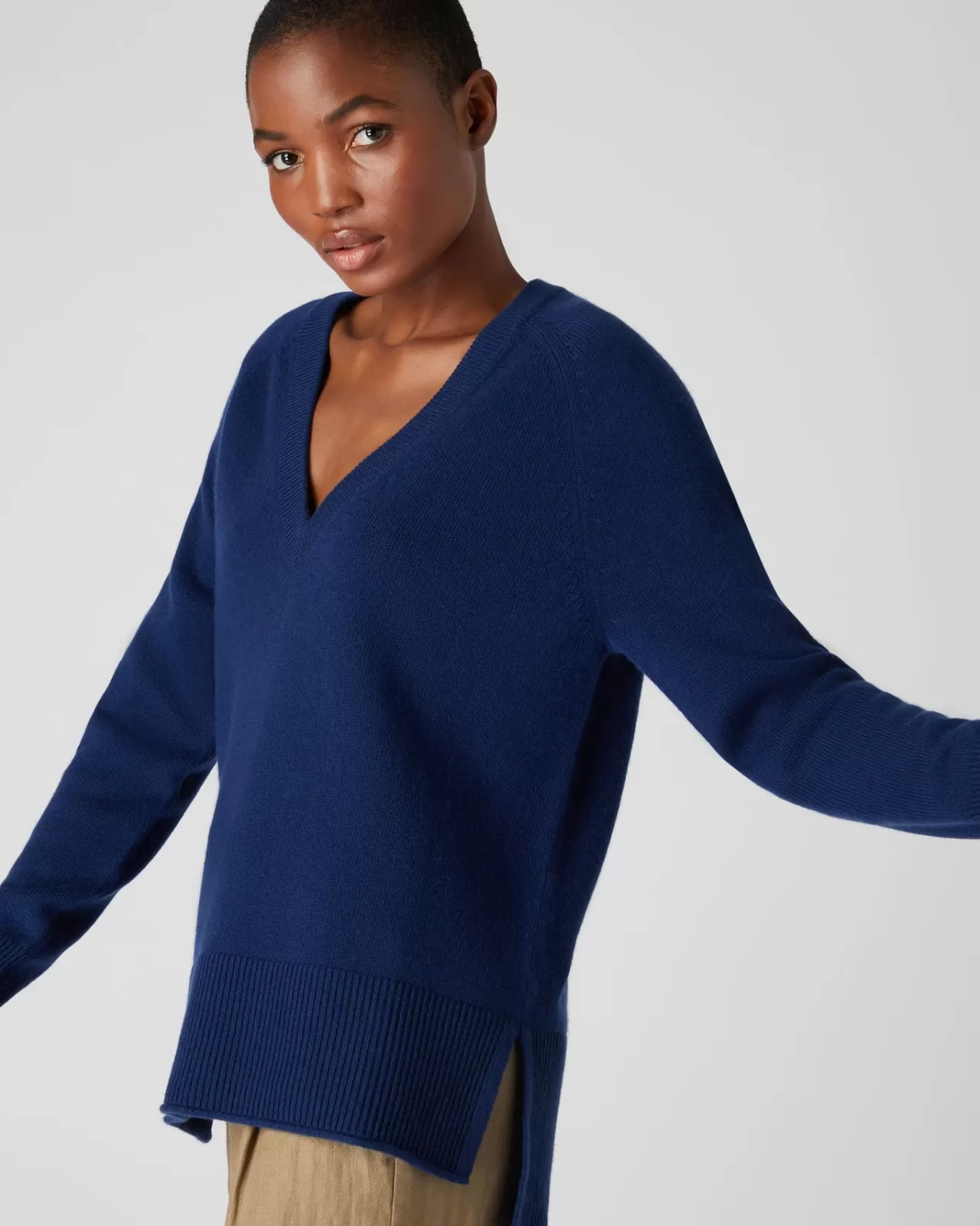 Women N.Peal V Necks | Women'S Deep V Neck Longline Cashmere Jumper