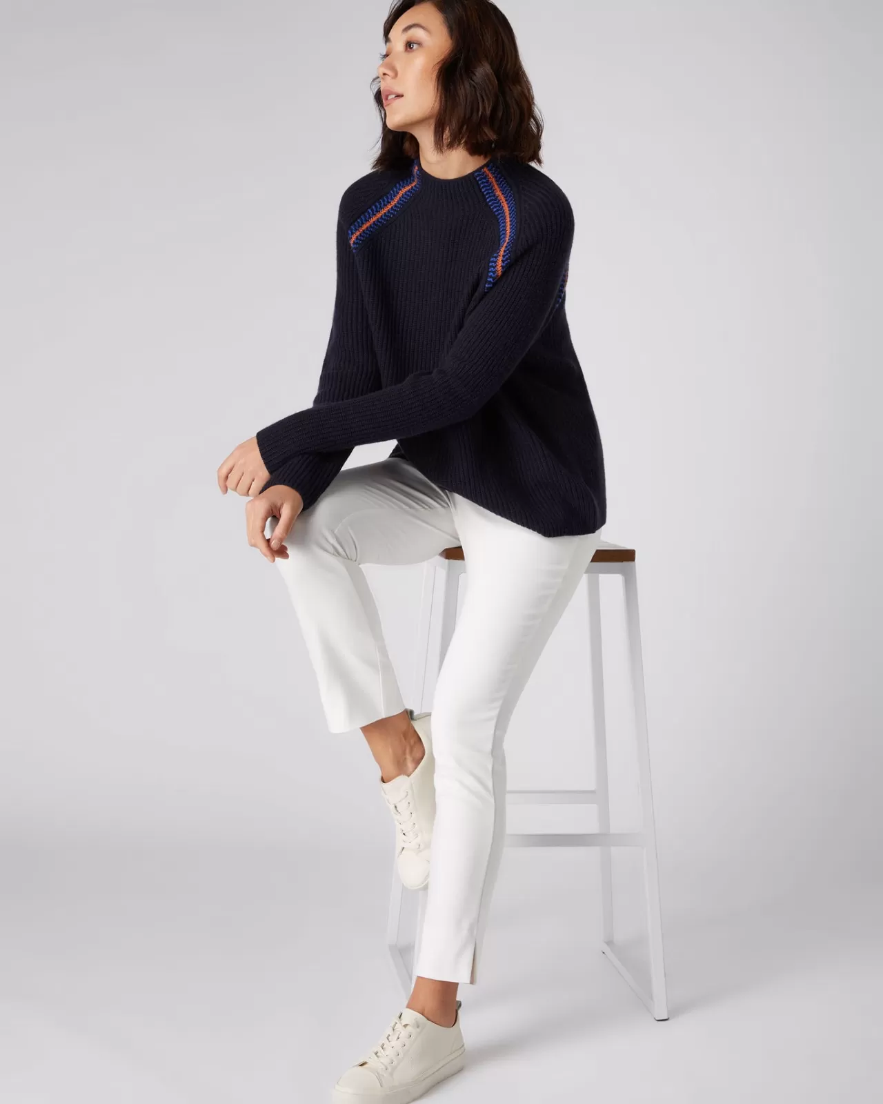 womens_jacquard_detail_rib_cashmere_jumper_2.webp Women N.Peal Roll Necks | Women'S Jacquard Detail Rib Cashmere Jumper
