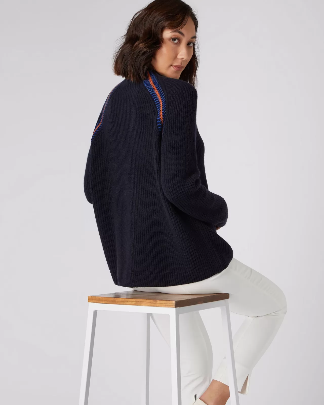 womens_jacquard_detail_rib_cashmere_jumper_3.webp Women N.Peal Roll Necks | Women'S Jacquard Detail Rib Cashmere Jumper