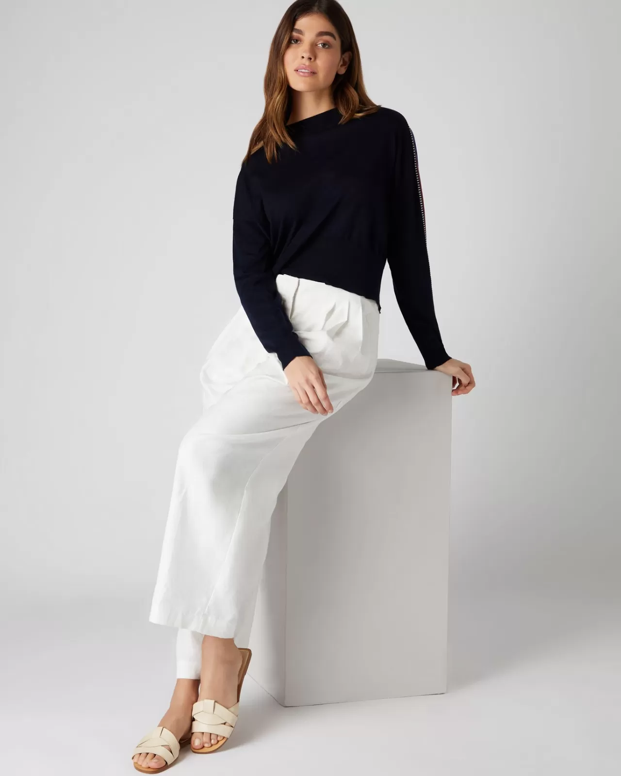 womens_jacquard_insert_jumper_2.webp Women N.Peal Round Necks | Women'S Jacquard Insert Jumper