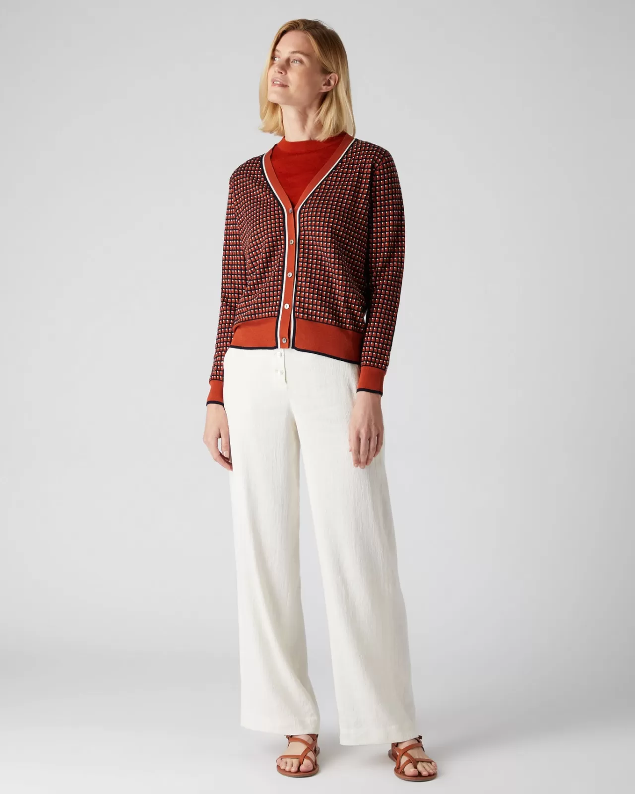 Women N.Peal Cardigans | Women'S Jacquard Knit Cardigan