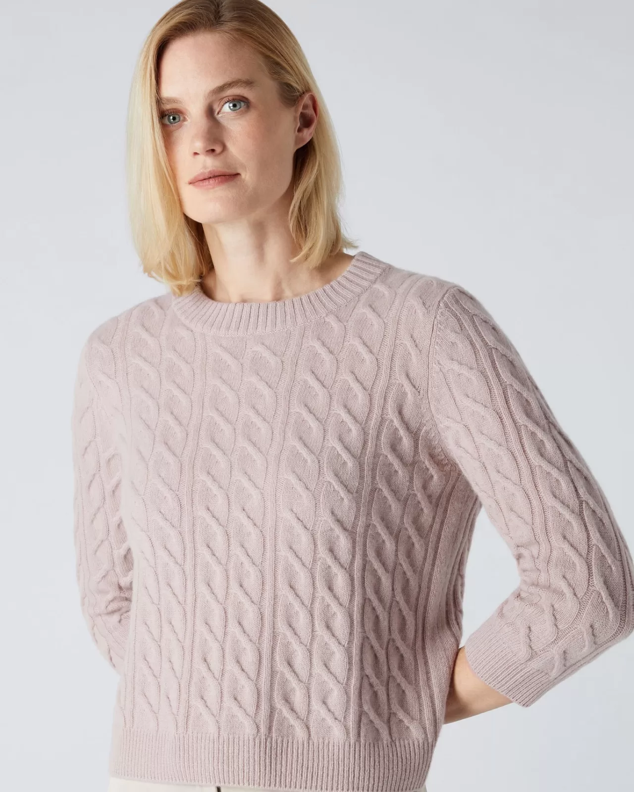 Women N.Peal Round Necks | Women'S Round Neck Cable Cashmere Jumper